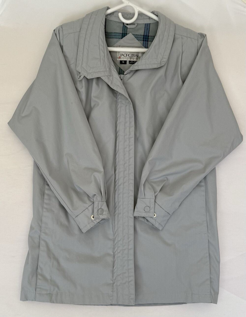 Pacific Trail Gray Rain Jacket Plaid Lining Womens Small A207